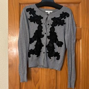 Cabi Appliqué Gray Cardigan